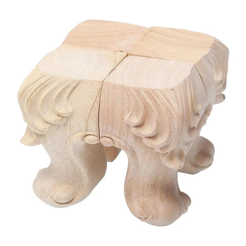 4 Pcs Solid Wood Furniture Legs With Rose Carved Design, heavy duty sofa table feet for beds, benches, cabinets, and sofas
