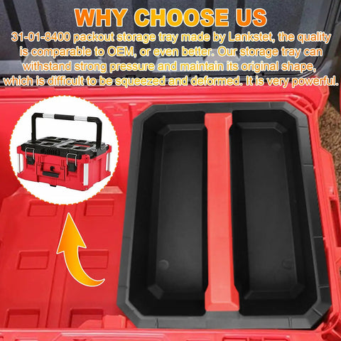 Detachable Handle Packout Storage Tray for 22 Inch Tool Box With Dual Handles Heavy Duty Organizer Insert Fits 48 22 8425 and 48 22 8426 shown inside red toolbox.