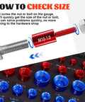 Killer Nut Bolt Thread Checker Kit 50 Pcs Standard And Metric Inch Size Gauges Detachable Screw Identifier in use with bolts.
