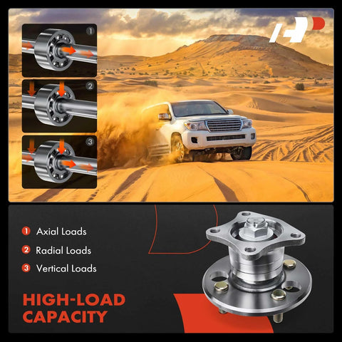 Two Rear Wheel Bearing And Hub Assembly 5 Lug Compatible With Toyota Corolla 1993 To 2002 Chevrolet Prizm 1998 To 2002 Geo Prizm 1993 To 1997 Heavy Duty Ball Bearing For Superior Axial And Radial Load Support And Smooth Rolling in high-load capacity image