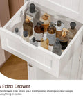 Open drawer of 67 Inch Tall Bathroom Cabinet With Two Doors And One Drawer, Slim 15.7 Inch Wide, 11.8 Inch Deep, adjustable shelves