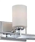 Dope Three-Light Bathroom Vanity Light in Polished Chrome, Taylor Style Wall Fixture with opal glass shades, side view