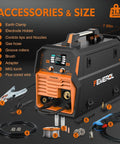 4 In 1 MIG Welder 200A Multi Process With Gas MIG Flux Core Stick Lift TIG Dual Voltage 110V 220V Large LED Display