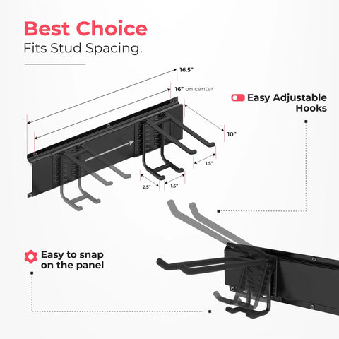 Garage Wall Organizer With Heavy Duty Tool Storage Rack 64 Inch Wide Adjustable Double Layer Hooks 400 Lbs Capacity Carbon Steel