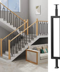 Eight Piece Metal Baluster Kit For Outdoor Deck And Porch Railing Featuring No Sweat Install And Badass Hold Strength For A Fresh Modern Banister Upgrade That Gives Your Yard A Totally Legit Glow Up displayed in modern stairway interior.