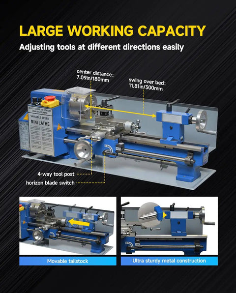Heavy Duty Mini Metal Lathe 7X12 Inch With Smooth Variable Speed Range From 50 To 2500 Rpm. Compact Benchtop Design Delivers Tight Turns On Steel Brass And Aluminum. A Badass Shop Essential For Weekend Mechanics Demanding Reliable Precision And Raw