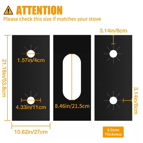 Size chart for 32 Inch Wide Stove Covers For Gas Stoves Extra Long Burner Mats Reusable Nonstick Washable Heat Resistant Stove Top Protectors