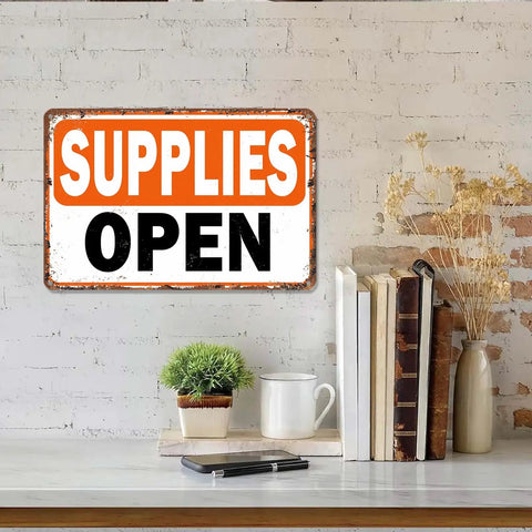 12x8 Inch Aluminum Wall Sign Matte Finish Space Upgrade For Home Cafe Bar Garage Office Shop Warehouse Entryway Or Corridor Durable Anti Rust Waterproof UV Resistant Metal Decor That Keeps Your Walls Looking Fresh. Supplies open sign on wall