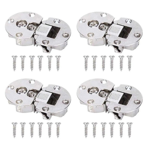4 Pack Semi Circular Flip Hinges For Hidden 90 Degree Cabinet Doors with screws, Soft Close Wood Furniture Hardware