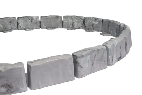 No-Dig Landscape Edging Kit With Anchoring Spikes Stone-Look Garden Border 15 Foot Set 2.7 Inch Tall Slate Gray circle view