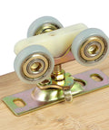 Close-up of RV Sliding Door Hanger Set With Plates And Pocket Door Hardware Kit, Includes Mounting Screws, high hardness metal with zinc plating