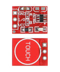 100 Pack TTP223 Capacitive Touch Switch Modules For Arduino And Raspberry Pi DIY Projects Self Lock Button Sensor 2.5V To 5.5V High Low Level Output Dope Build Ready, showing front and back view of red circuit boards