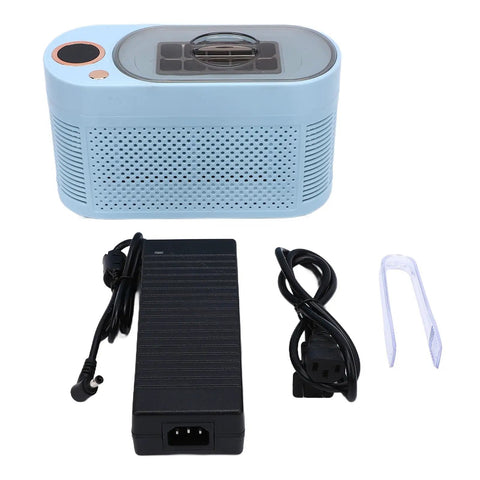 Portable Mini Ice Maker Countertop Chill Factory Makes 10 Clear Ice Cubes In 15 Minutes with power adapter and ice scoop.