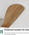Close-up of thickened wooden fan blades for the Lysdianpu Nordic Indoor Ceiling Fan Light, showcasing durable material.
