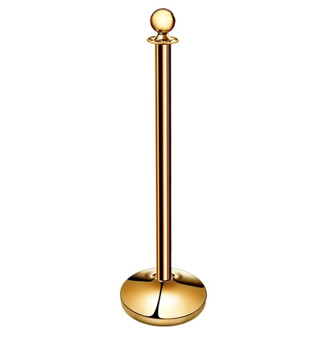 Single post from Round Top Brass Plated Stanchions Set Of 2 Posts With 79.5-Inch Velvet Rope For Crowd Control At Events 40-Inch Tall Durable