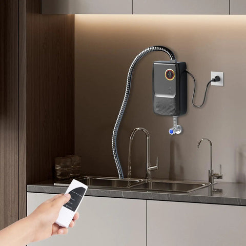 Heavy Duty Electric Tankless Water Heater 3000W Instant Hot Water Flow IPX4 Wall Mounted with remote control and faucets
