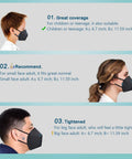 Kn95 Face Masks 50 Pack Individually Wrapped Five Layer Protective Respirators For Adults Men Women Indoor Outdoor Use Black Breathe