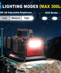 1200W Portable Inverter With 6A Fast Charger And Six USB Ports showcasing LED light modes on rocky surface outdoors at night.