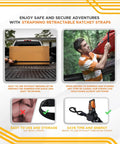 Man securing load with No-Tangle Auto Retractable Ratchet Straps 1 Inch by 6-Foot Four Pack on truck, showing ease of use.