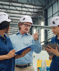 Group wearing Vented ABS Safety Helmet with Adjustable 6 Point Suspension for construction work in industrial setting