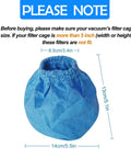 VRC2 Cloth Filter Bags For Vacmaster 1.5 To 3.2 Gallon Wet Dry Vacuums, single blue bag with dimensions 13cm by 14cm