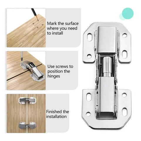 Rotating Concealed Cabinet Hinges For Doors No Drill Invisible Hinge With Hydraulic Action installation guide and hardware