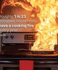 Heavy Duty Gas Stove Auto Shut Off Valve For Half Inch Lines That Require A Live Monitoring Sub And Quick Text Alerts To Keep Your Place Rock Solid with flames from a frying pan on stove.