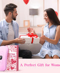 Couple exchanging gifts with Cordless Heating Pad For Period Cramps With 6 Heat Levels And 6 Vibration Modes, ideal Mother’s Day gift