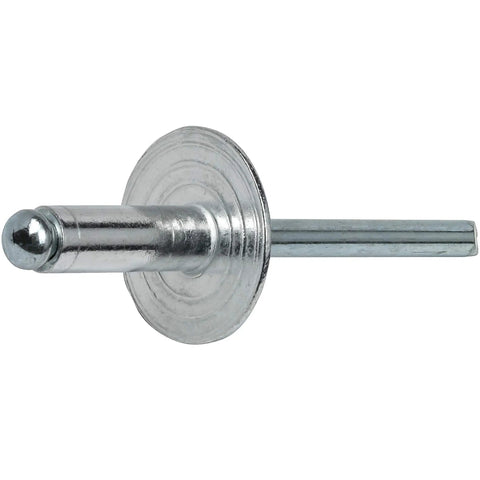 Beefy Large Flange Pop Rivets Three Sixteenth Inch By One Quarter Inch Aluminum Body Steel Mandrel Fifty Pack Heavy Duty Dome Head Blind Rivets