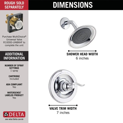 Windemere 14 Series Chrome Shower Faucet Trim Kit With Shower Head And Handle Includes Chrome Finish Trim Valve Not Included diagram