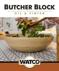 Wooden salad bowl being filled with greens; Straight Up Food Safe Butcher Block Oil And Clear Wood Finish That Offers Rapid Cure Time and Kitchen Ready Shield For Cutting Boards While Keeping Wooden Surfaces Looking Sharp And Fully Sealed.