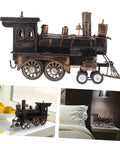 Vintage Steam Locomotive Model Sculpture for Desk Decor and Living Room, Retro Train Figurine displayed on desk and nightstand