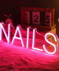 LED Neon Nail Sign Pink Lights For Nail Spa Beauty Salon Studio USB Powered 5V Dimmer Switch 15.75 Inch Indoor Wall Art Decor