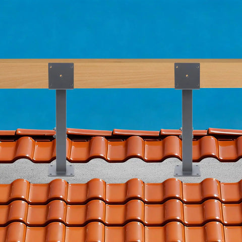 Beefed Up Heavy Duty Adjustable Wood Beam Brackets Set, 2 Pack For Pergola Gazebo Patio Roof Support Beams, Rust Resistant Iron With High Temperature Paint Finish, Easy Mount DIY Roof Riser Brackets