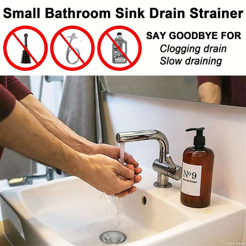 Two Pack 1.0 Inch Drain Strainer Mesh Basket For Sink Hair Catcher Stainless Steel in bathroom sink preventing clogs.