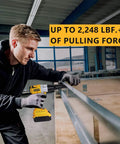 Man using Cordless Rivet Gun Tool 20V Max Battery Compatible Brushless Automatic Rivet Gun for 1/8 5/32 3/16 Inch Rivets