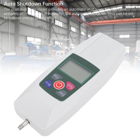 Digital Push Pull Force Meter 5N Portable Handheld Gauge With Backlit LCD Auto Power Off Six Test Heads For Lab Workshop On The Go Measurement And Quality Control, ABS body