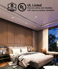 Bedroom interior with 10 Pack 4 Inch New Construction Recessed Can Light Housing Airtight IC Rated Wet Rated Steel for Insulation