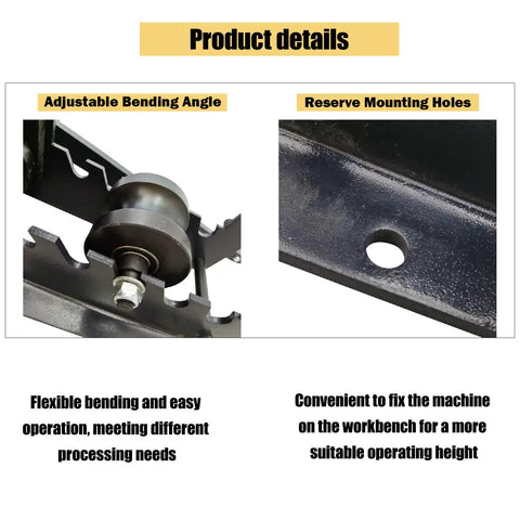 Dinenovate Tr-60 Manual Pipe Bender For 1-50 Inch Round Tube, Heavy Duty Hydraulic Tube Bending Tool adjustable bending angle and mounting holes.