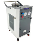 Heavy Duty Pneumatic Chip Remover And Air Powered Coolant Tank Cleaner For Cutting Fluid Filtration Sump Cleaning Cart with gauges and control panel.
