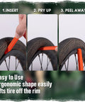 Heavy Duty Bike Tire Levers Two Pack With Steel Core And Anti Slip Grip for tubeless tire setup and quick roadside repairs in use