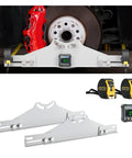 Heavy Duty Carbon Steel Wheel Alignment Tool Featuring A Digital Angle Finder And Measuring Tapes For Dead Nuts Accurate Toe And Camber Adjustments On Cars Trucks And Suvs Garage with angle gauge and steel plates.