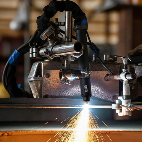 IPTM60 CNC Plasma Torch Kit For PT60 Systems 25 Ft Heavy Duty Replacement in action cutting metal with sparks