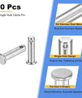 20 Pieces M8 X 30mm Single Hole Clevis Pins in 304 Stainless Steel, showing flat head design and corrosion resistance.