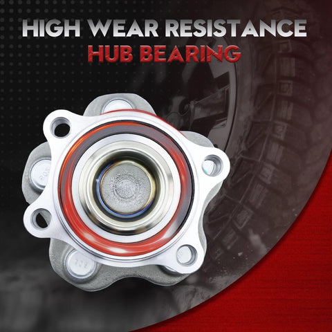 Front view of high wear resistance hub bearing, compatible with Rear Wheel Bearing And Hub Assembly Fits 2007 2018 Altima 2009 2019 Maxima.