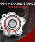 Close-up of Nissan Rear Wheel Bearing And Hub Assembly Two Pieces For 2007 To 2018 Altima Five Lug With ABS, high wear resistance