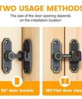 Glow In The Dark Barn Door Lock With 90 Degree Flip Latch, Safety Bolt For Sliding Doors In Bathroom Garden Garage And Pet Cage, Luminous Hardware Black 1 Pack in two usage methods on wood panel
