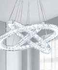 Modern LED Crystal Ring Chandelier Pendant Light With Three Rings, Adjustable Hanging Height 12 To 48 Inches, Cool White 4500K