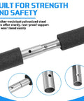 Top Shelf 2 Set Trampoline Pole Replacement Kit With Upper And Lower Straight Tubes universal enclosure accessories, weather-resistant galvanized steel with foam sleeves.