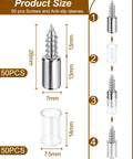 Product size diagram for 50 Pack Heavy Duty Cabinet Shelf Pin Brackets With Non Slip Sleeves And Integrated Mounting Screws.